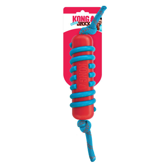 Kong Jaxx Brights Stick with Rope L – Durable Rubber Fetch Toy, Large Red Design