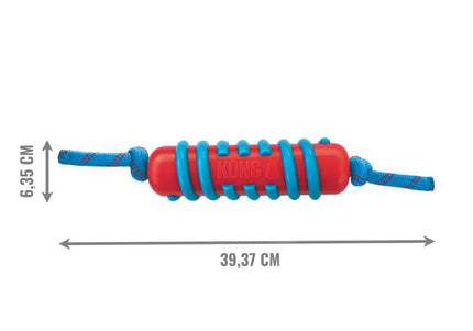 Kong Jaxx Brights Stick with Rope L – Durable Rubber Fetch Toy, Large Red Design