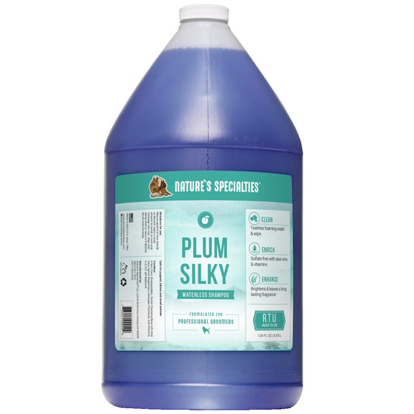 Nature's Specialties Plum Silky Waterless Shampoo – Gentle Dry Formula, Revitalizes Coat Color, 3.8L