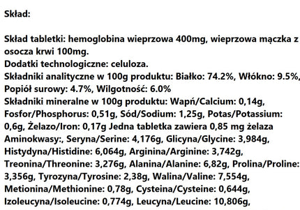 Pokusa RawDietLine Hemoglobin & Blood Plasma Tablets – Iron and Amino Acid Supplement, 120 Count