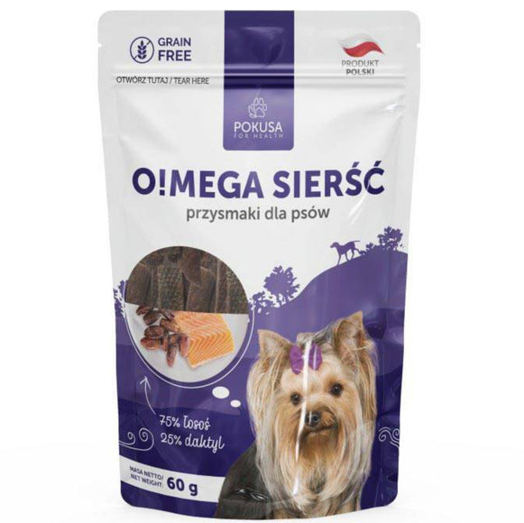 Pokusa Natural Holistic O!mega Hair Treats – Grain-Free Snack, 60g, Supports Healthy Coat Shine