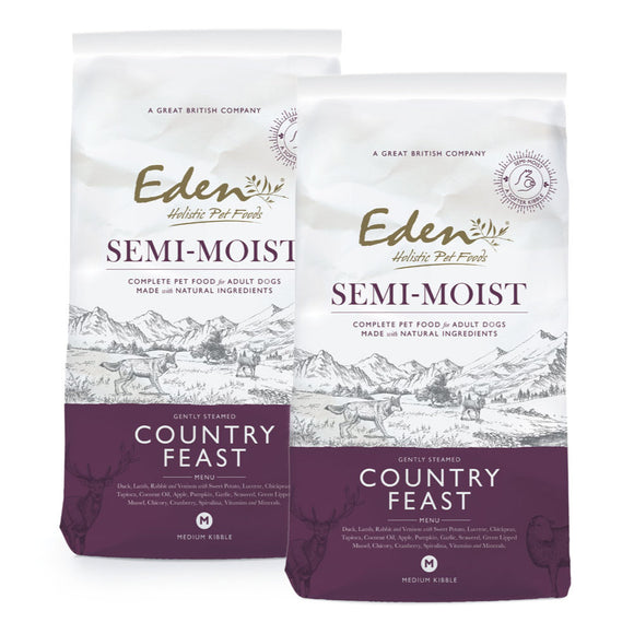 Eden Country Feast Semi-Moist Dog Food – Duck, Lamb, Rabbit, Venison, 2x10kg, Premium Protein Blend