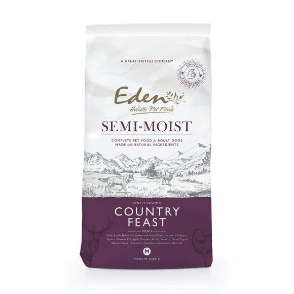 Eden Country Feast Semi-Moist Dog Food – Duck, Lamb, Rabbit, Venison, 10kg Bag