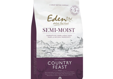 Eden Country Feast Semi-Moist Dog Food – Duck, Lamb, Rabbit, Venison, 2kg, Protein-Rich Recipe
