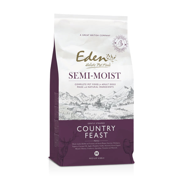 Eden Country Feast Semi-Moist Dog Food – Duck, Lamb, Rabbit, Venison, 2kg, Protein-Rich Recipe