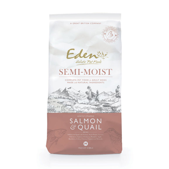 Eden Salmon & Quail Semi-Moist Dog Food – 10kg, Protein-Rich and Grain-Free Recipe