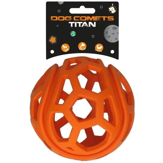 Dog Comets Titan Openwork Ball 11.5cm – Soft Durable Orange Interactive Toy