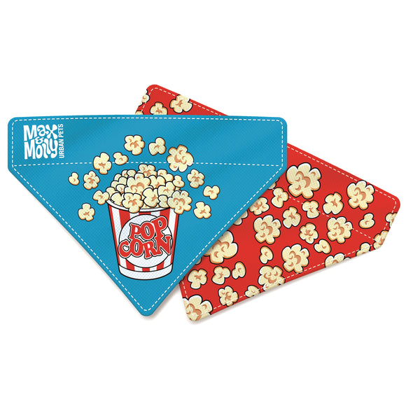 Max&Molly Reversible Popcorn Bandana – Double-Sided Large Dog Accessory, Fun Design