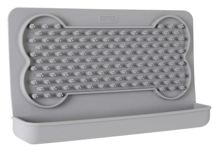 Dexas Snack & Distract Silicone Licking Mat with Pocket – Horizontal Blue, Calming Design