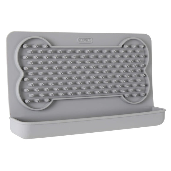 Dexas Snack & Distract Silicone Licking Mat with Pocket – Horizontal Blue, Calming Design