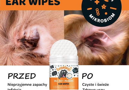 Bugalugs Pre, Post + Probiotic Cat Ear Cleaning Wipes, 100 Count