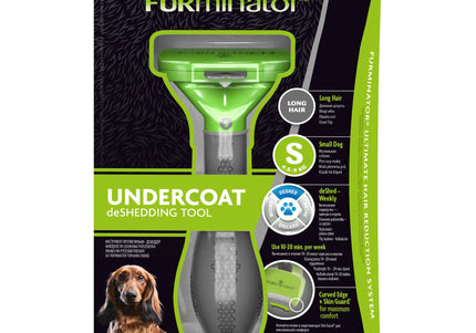 FURminator Long Hair Deshedding Tool S – Stainless Edge, Ergonomic Handle, Small Size