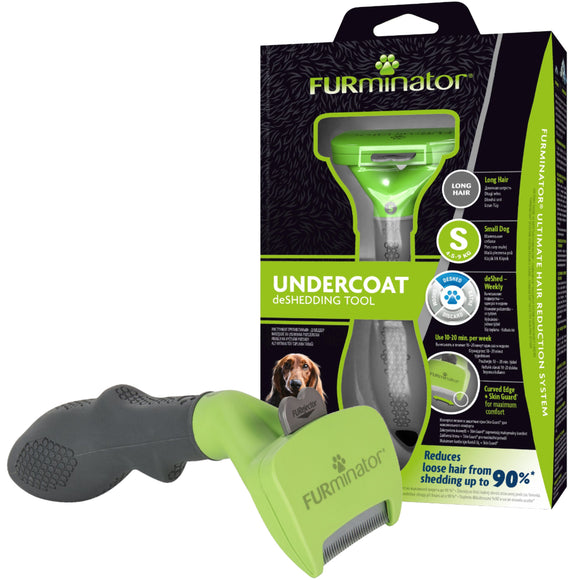 FURminator Long Hair Deshedding Tool S – Stainless Edge, Ergonomic Handle, Small Size