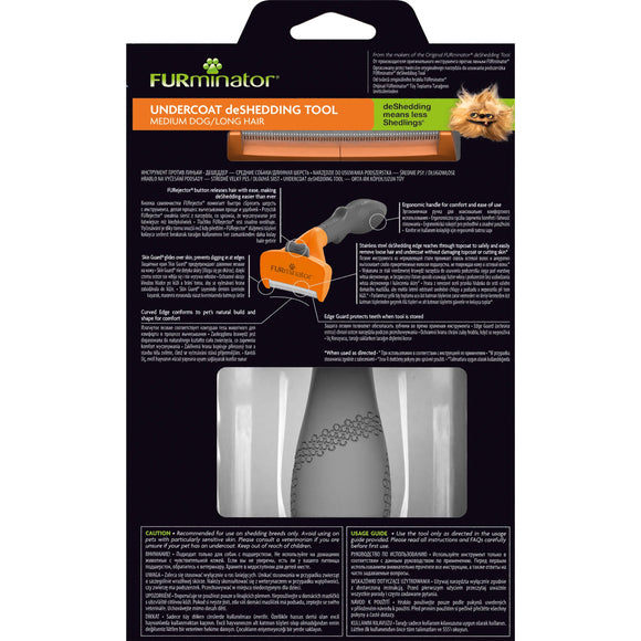 FURminator Long Hair Deshedding Tool – Medium Size, Ergonomic Handle, Reduces Shedding