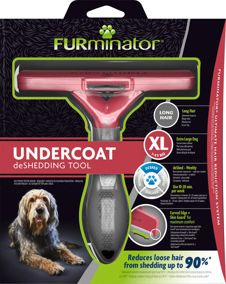 FURminator Long Hair Deshedding Tool XL – Ergonomic Stainless Steel Edge, Reduces Shedding