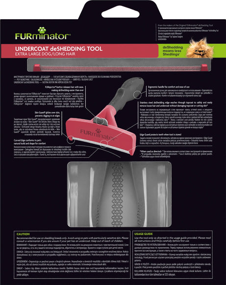 FURminator Long Hair Deshedding Tool XL – Ergonomic Stainless Steel Edge, Reduces Shedding