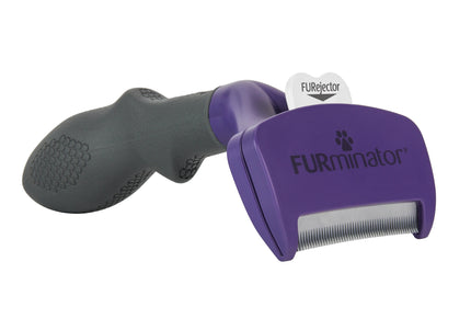 FURminator Short Hair Cat Brush M/L – Stainless Steel Deshedding Tool, Ergonomic Handle