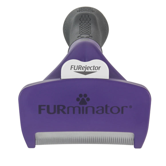 FURminator Short Hair Cat Brush M/L – Stainless Steel Deshedding Tool, Ergonomic Handle