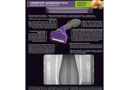 FURminator Long Hair Cat Deshedding Tool – Medium/Large, Stainless Steel Edge, Ergonomic Grip