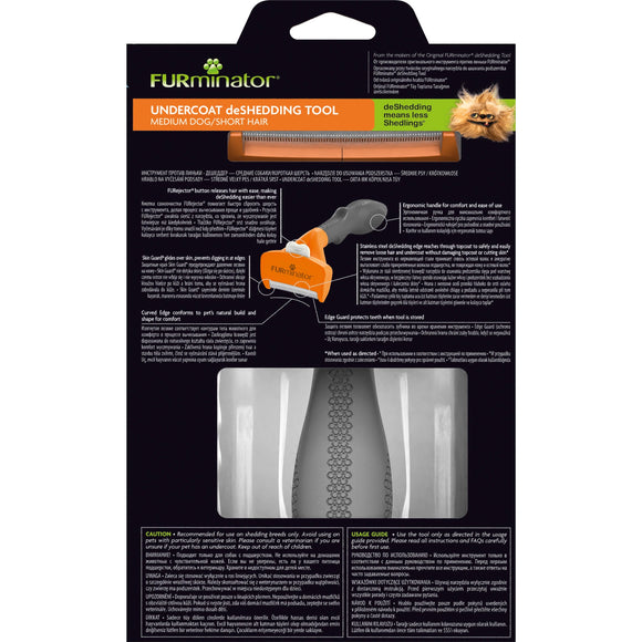 FURminator Short Hair Deshedding Tool – Medium Size, Ergonomic Grip, Reduces Shedding
