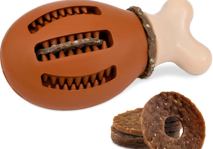 PetSafe Busy Buddy Chompin' Chicken Dog Chew Toy – Chicken Leg Shape, Small/Medium, Durable Design