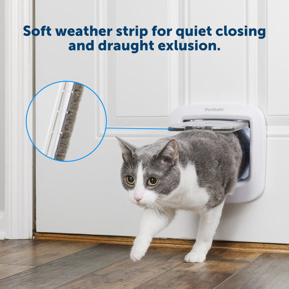 PetSafe Manual-Locking Cat Flap – White Door with Built-in Tunnel and Secure Locking Mechanism
