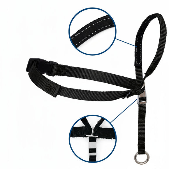 PetSafe Easy Walk Headcollar Black – Adjustable Dog Halter with Leash, Small Size