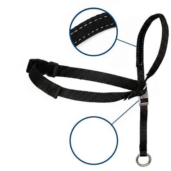 PetSafe Easy Walk Headcollar Black – Adjustable Dog Halter with Leash, Small Size