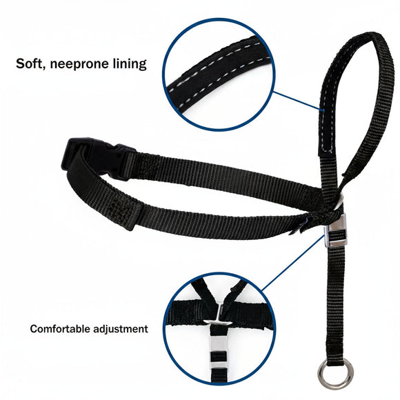 PetSafe Easy Walk Headcollar Black – Adjustable Dog Halter with Leash, Small Size