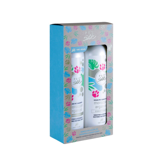 Pet Silk Vegan Moroccan Argan Oil Shampoo and Conditioner Set – Concentrated 1:16, 2x473ml Bottles