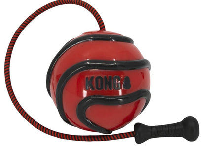 KONG Wavz Bunji Ball Medium 6cm – Floating Dog Ball with Elastic Rope, Durable Red Design