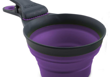 Dexas Collapsible KlipScoop 3in1 Medium 237ml – Foldable Food Scoop with Bag Clip, Purple