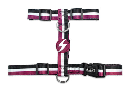 Dashi Stripes Back Harness – Adjustable Guard Dog Harness, Purple and Black, Medium Size