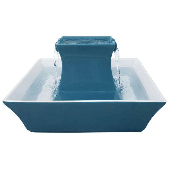 PetSafe Drinkwell Pagoda Ceramic Fountain – 2L Blue, Hygienic Water Dispenser with Quiet Pump