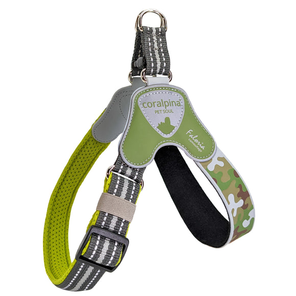 Coralpina Faloria Adjustable Camouflage Harness – Green, Secure Fit for Small and Medium Breeds