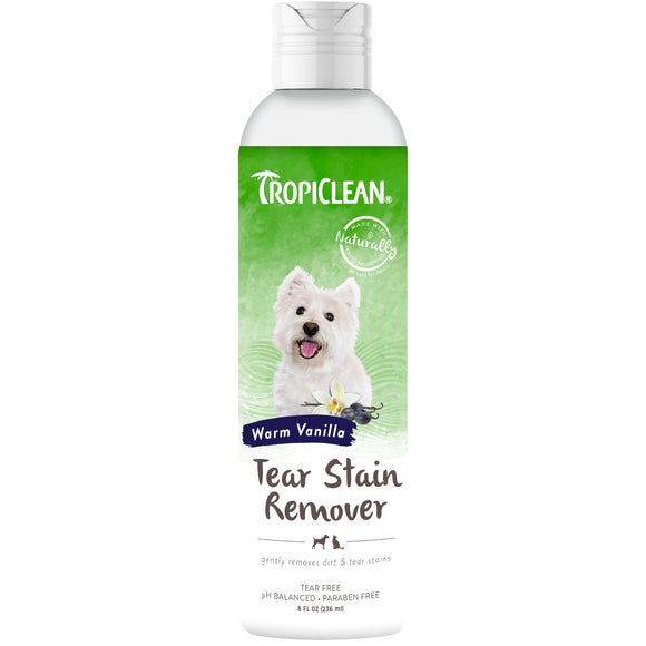 Tropiclean Tear Stain Remover Warm Vanilla 236ml – Gentle Cleansing Milk Eliminates Coat Discoloration