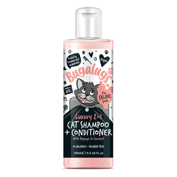 Bugalugs Luxury 2in1 Papaya & Coconut Cat Shampoo – Cleansing & Conditioning Formula, 250ml