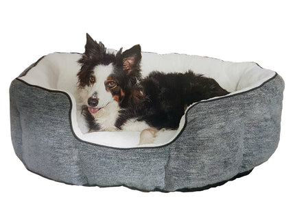 MidWest QT Deluxe Tulip Nesting Evergreen High Sided Dog Bed, Gray, Medium – Plush Supportive Comfort