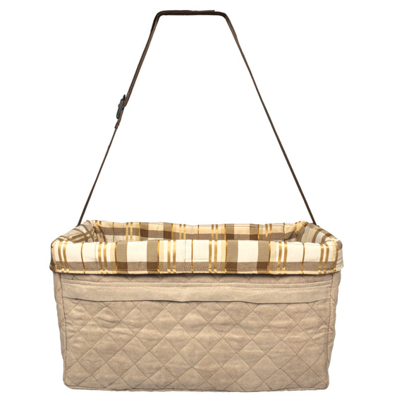 PetSafe Happy Ride Booster Seat Tan – Medium Size, Secure Elevated Car Seat in Beige