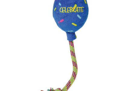 KONG Occasions Birthday Balloon Plush Toy – Large 20cm, Soft Blue, Festive Design