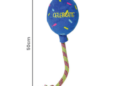 KONG Occasions Birthday Balloon Plush Toy – Large 20cm, Soft Blue, Festive Design