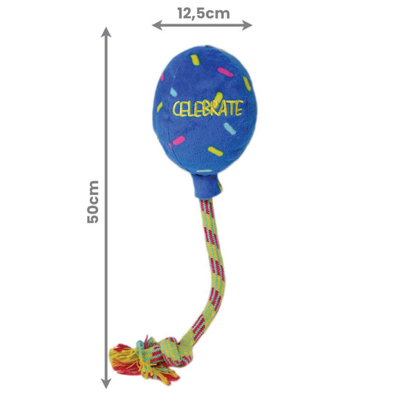 KONG Occasions Birthday Balloon Plush Toy – Large 20cm, Soft Blue, Festive Design
