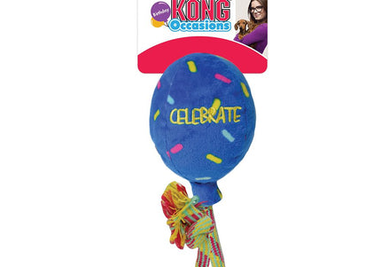 KONG Occasions Birthday Balloon Plush Toy – Large 20cm, Soft Blue, Festive Design