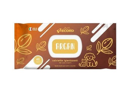 Record Argan Grooming Wipes – Universal Cleaning Cloths with Argan Scent, 40 Pack