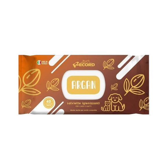 Record Argan Grooming Wipes – Universal Cleaning Cloths with Argan Scent, 40 Pack