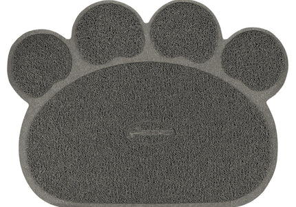 Record Gray Paw Bowl Mat 45x60cm – Non-Slip Paw-Shaped Mat for Bowls and Litter Boxes