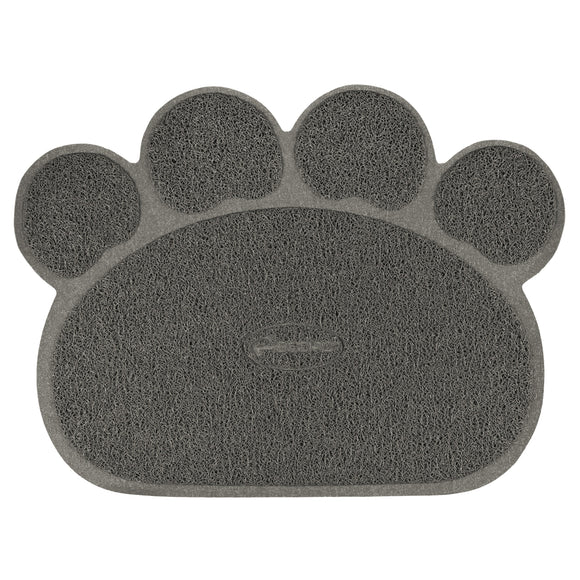 Record Gray Paw Bowl Mat 45x60cm – Non-Slip Paw-Shaped Mat for Bowls and Litter Boxes