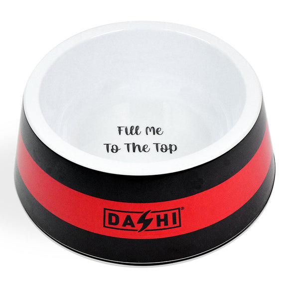 Dashi Stripes Red & Black Melamine Bowl – Large, Durable, Easy-Clean Pet Feeding Dish