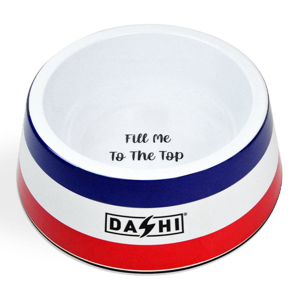 Dashi Stripes Red & Blue Melamine Bowl – Small, Durable, Easy-Clean Pet Feeding Dish