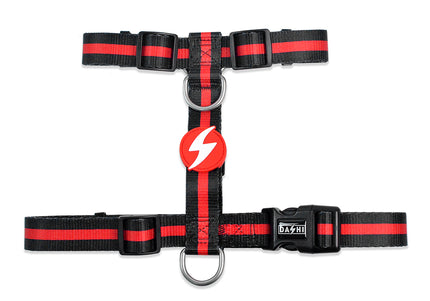 Dashi Stripes Adjustable Back Harness – Red and Black, Secure Fit, XS Size